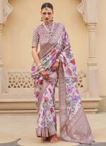 Pv Silk  Light Pink Wedding Wear Floral Print Saree